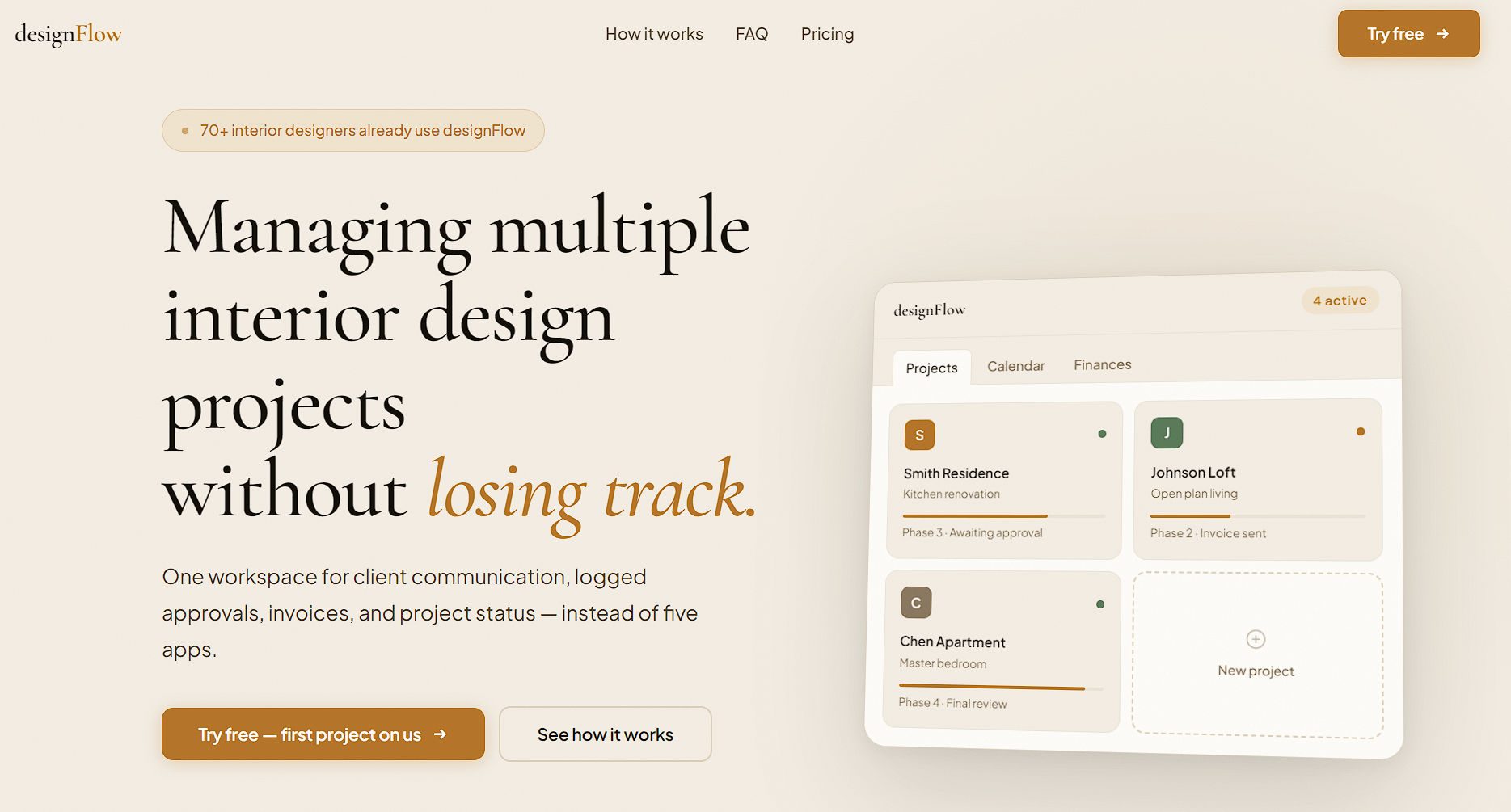 designFlow — Project workspace for interior designers